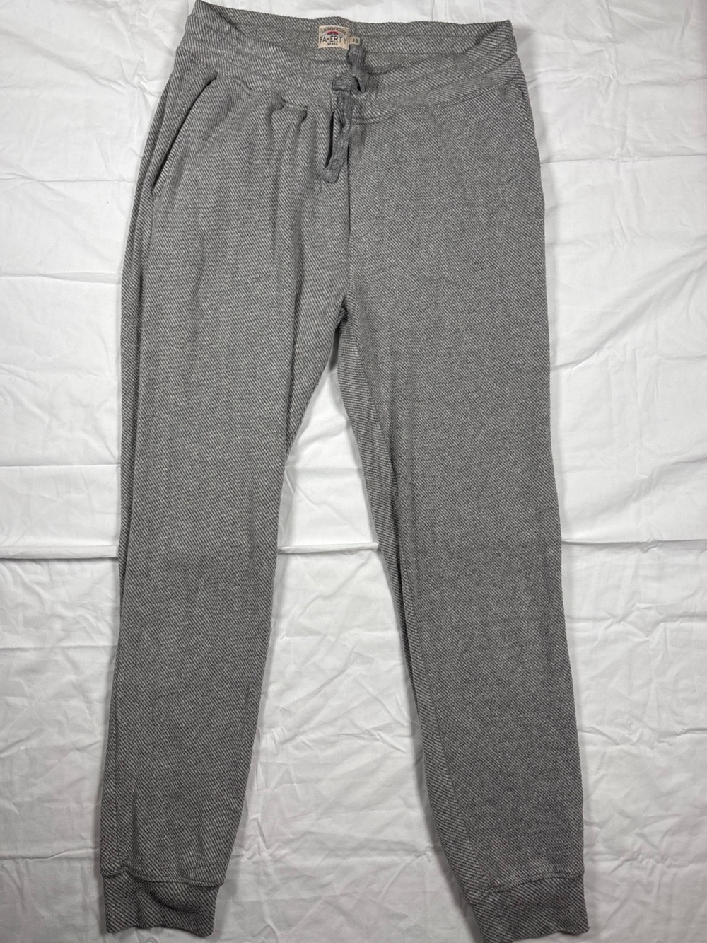 Faherty Gray Herringbone Knit Drawstring Joggers